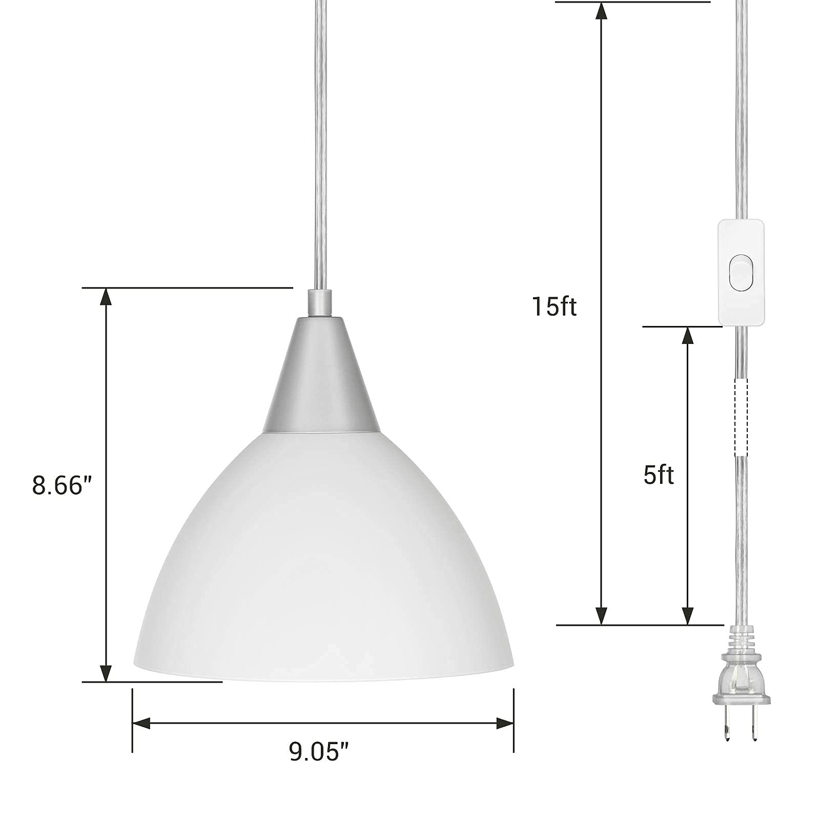 Foto 7 | Lámpara Colgante Enchufable Dewenwils Para Colgar Con Cable De 4,5 M, Paquete De 2 - Venta Internacional.