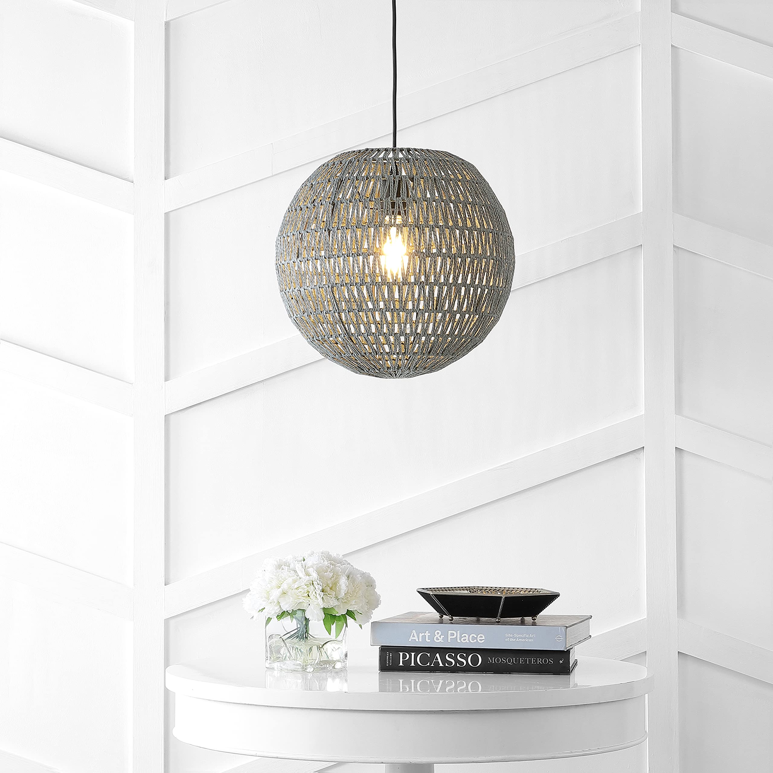 Foto 4 | Lámpara Colgante Jonathan Y Luna Led De 40 Cm, Tejido Bohemio, Ratán - Venta Internacional.