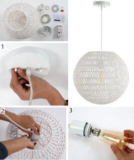 Foto 7 | Lámpara Colgante Jonathan Y Luna Led De 40 Cm, Tejido Bohemio, Ratán - Venta Internacional.