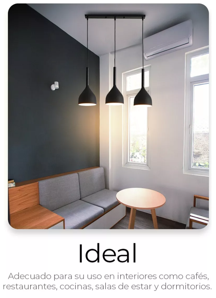 Foto 6 | Lampara Colgante Moderna Candelabro 3 Cabezas Alt. Ajustable