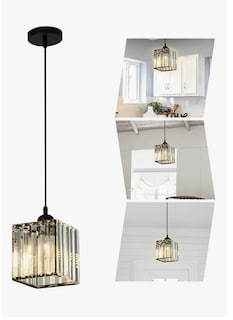 Foto 1 | Lámpara Colgante Xtellar Lámpara De Techo Cristal Moderna Decorativa Estructura Cuadrado Negro