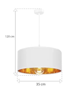Foto 6 | Lámpara Colgante Blanca Minimalista Con Interior Dorado – Pantalla De Tela 35 Cm | Altura Ajustable Y Base E27