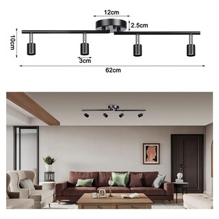 Foto 3 | Riel Led De 4 Luces luz Decorativa Flexible Y Ajustable Adecuada Para Cocina Salón Dormitorio Pasillo Eo S