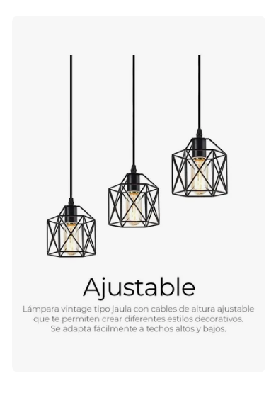 Foto 2 | Lampara De Techo Decorativa Vintage Candelabro De 3 Cabezas Estructura Negro