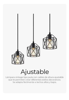 Foto 2 | Lampara De Techo Decorativa Vintage Candelabro De 3 Cabezas Estructura Negro