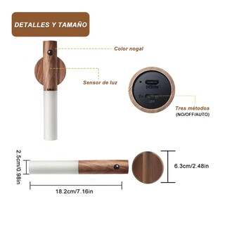 Foto 2 | 2pcs Lampara Led Recargable Con Sensor De Movimiento Lab.g Café Con Blanco