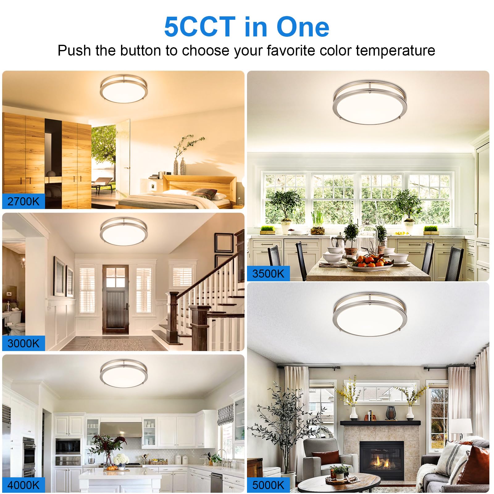 Foto 3 | Lámpara De Techo Dinglilighting Led De Montaje Empotrado  24 W  Regulable  5 Cct - Venta Internacional.