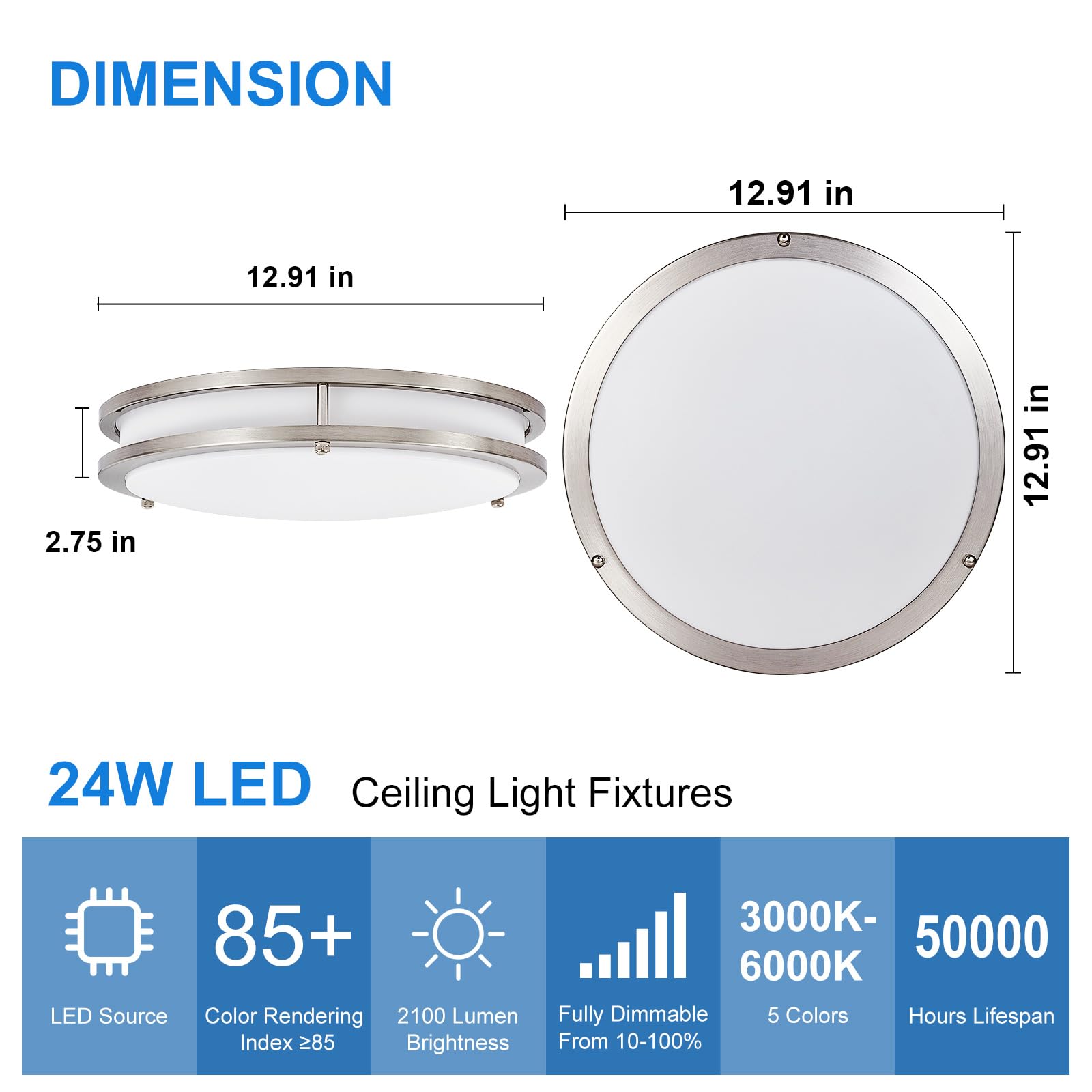 Foto 5 | Lámpara De Techo Dinglilighting Led De Montaje Empotrado  24 W  Regulable  5 Cct - Venta Internacional.