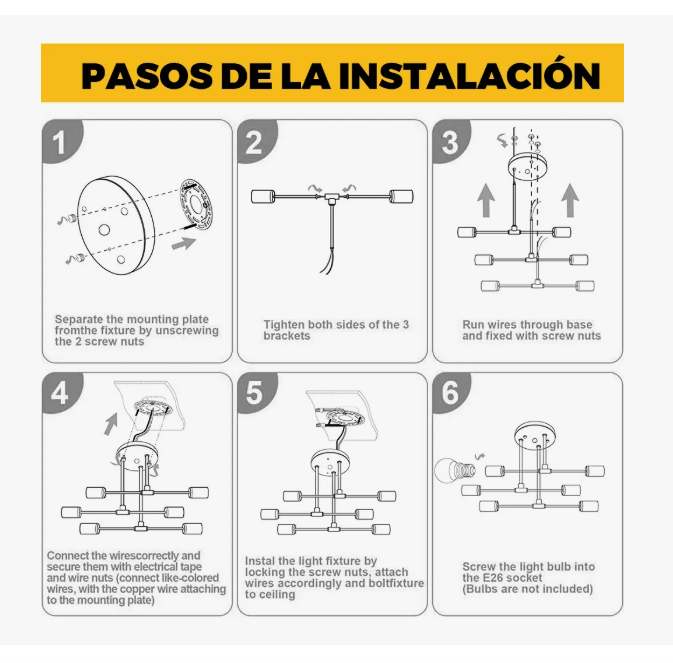 Foto 5 pulgar | Lámpara De Techo Decorativas Moderna De 6 Pared Luces Blanco