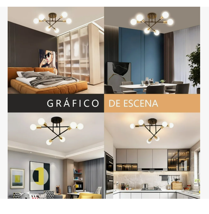 Foto 4 | Lámpara De Techo Semiempotrada Moderna De 6 Luces