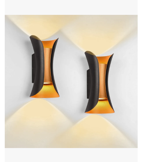 Foto 2 pulgar | 2pcs Lámpara De Pared Para Baño Moderna Arbotante Exterior Oro