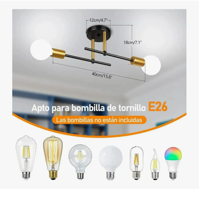 Foto 3 pulgar | Lámpara De Techo Y Pared Moderna Para Baño  Estructura Negra