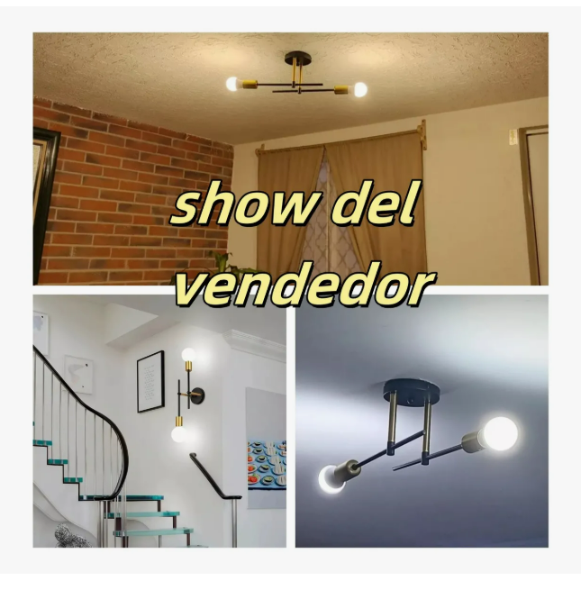 Foto 4 pulgar | Lámpara De Techo Y Pared Moderna Para Baño  Estructura Negra