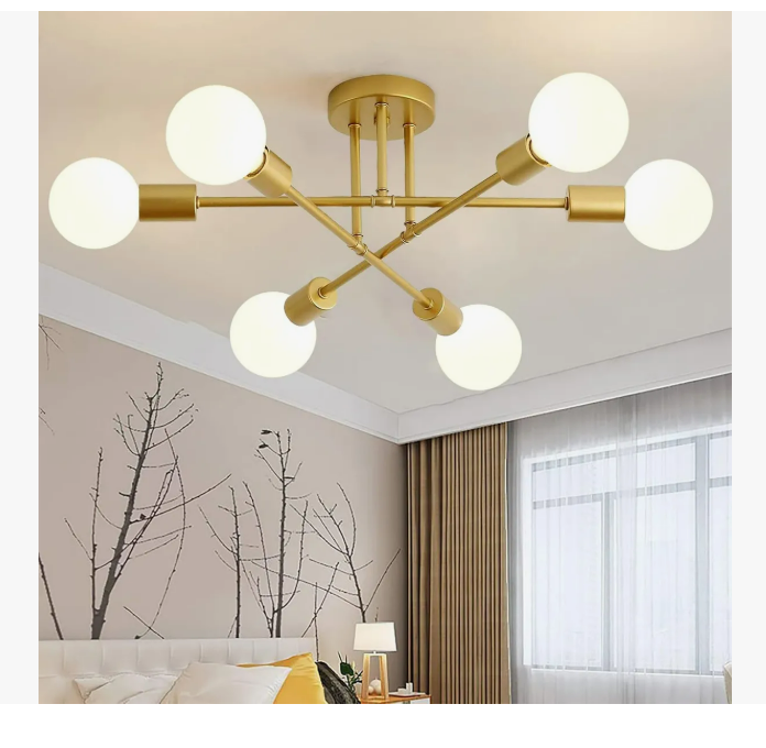 Foto 1 | Lámpara De Techo Semiempotrada Moderna De 6 Luces Oro