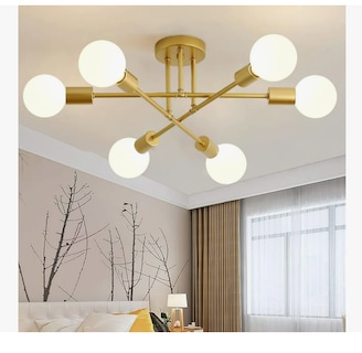 Foto 1 | Lámpara De Techo Semiempotrada Moderna De 6 Luces Oro