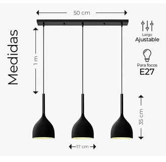 Foto 2 | Lámpara Colgante Moderna Candelabro 3 Cabezas Alt. Ajustable