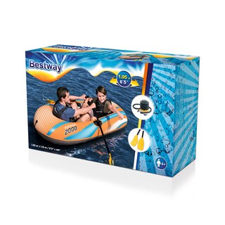 Foto 4 | Bote Inflable Lancha Balsa Kondor 2000 2 personas Remos Bomba Bestway color Naranja