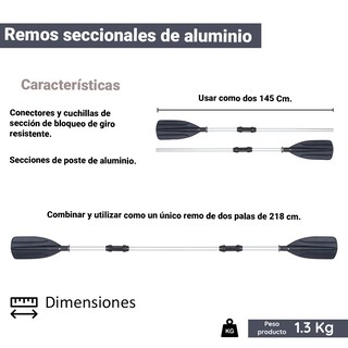 Foto 2 | Remos para Bote Bestway Multifuncional de Aluminio 145 cm