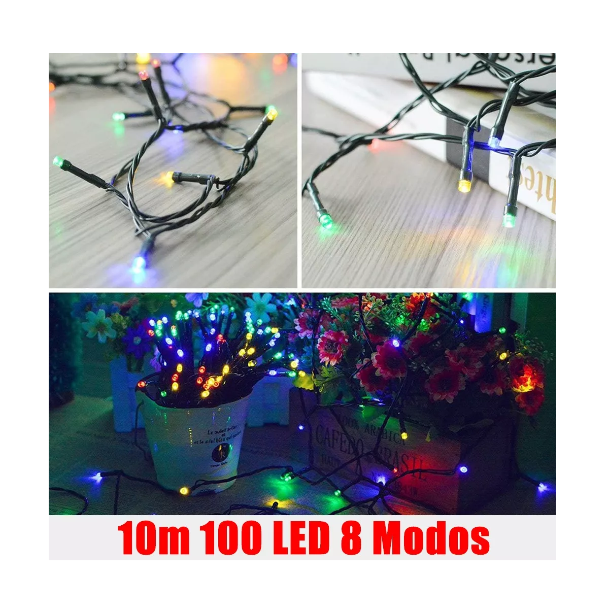 Foto 4 pulgar | Luces Solares Decorativas de Exterior Eo Safe Imports ESI-10049 Multicolor 10 m 100 Leds 8 Modos