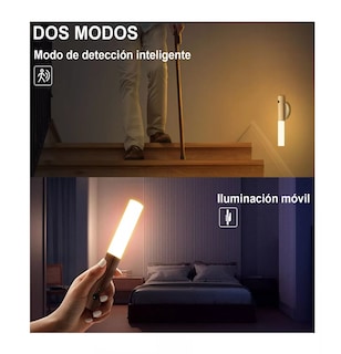 Foto 2 | Luz De Noche Con Sensor De Movimiento Y Montaje En Pared Bambú Blanco