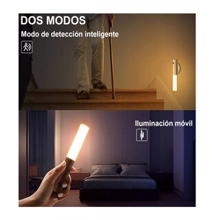 Foto 2 | Luz De Noche Con Sensor De Movimiento Y Montaje En Pared Bambú Blanco