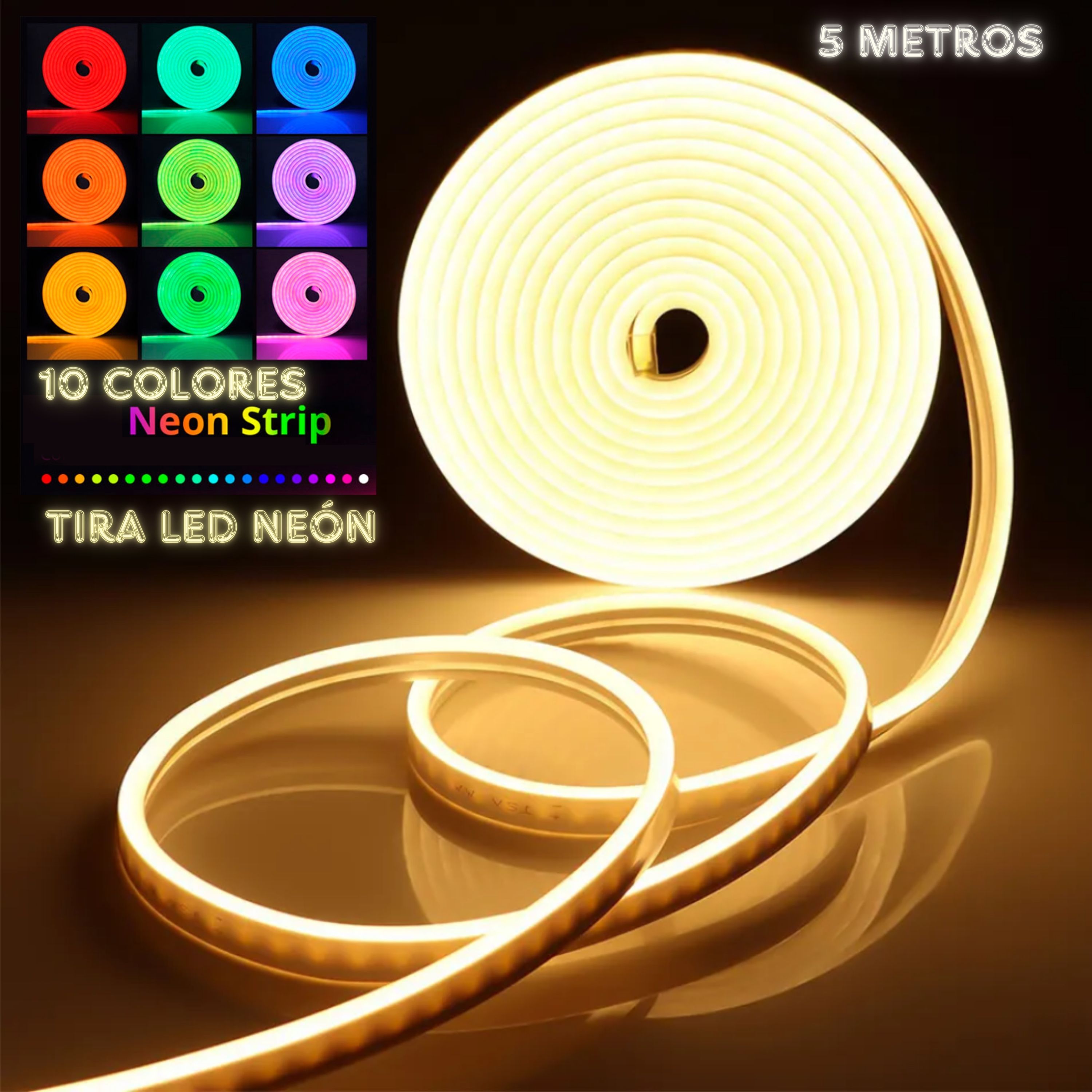 Foto 6 | Tira Led Neón Flex Unicolor Decorativa 5 Metros Con Fuente De Alimentación - Ilumina Tus Espacios Con Eleganci