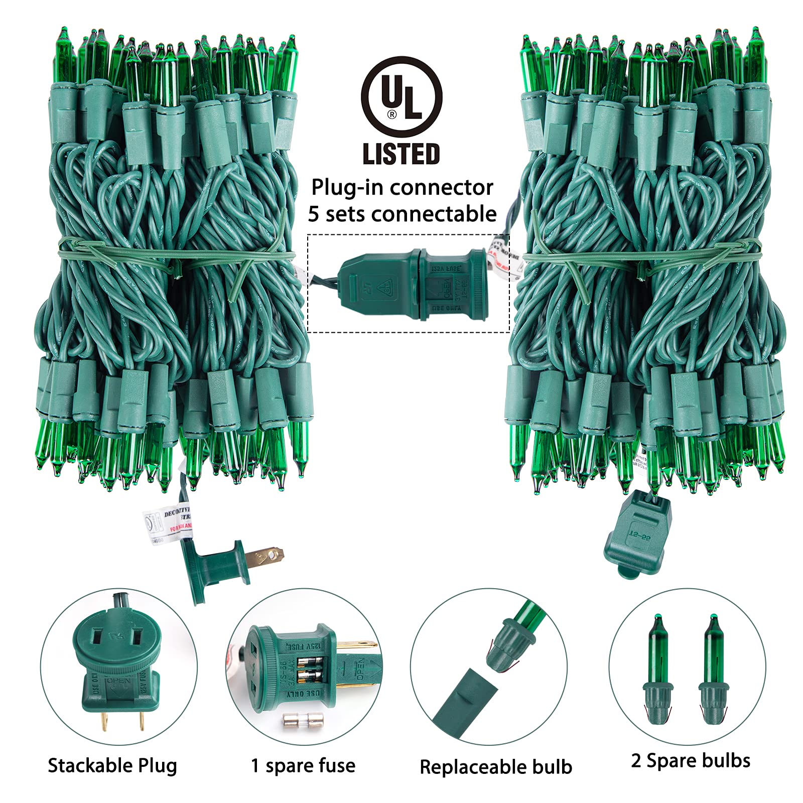 Foto 4 | Cadena De Luces Minetom Para El Día De San Patricio, 100 Bombillas Transparentes De 8 M - Venta Internacional.