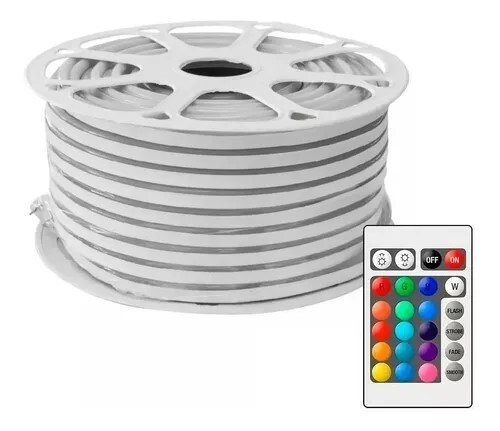Tira Led Neón Flexible Manguera Rgb 25m 110c con Control Ip65 $2,400