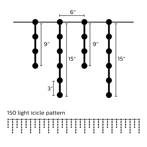 Foto 6 pulgar | Luces Icicle Lights Philips 150 Led Que Brillan En Blanco Cálido De 5 M De Largo - Venta Internacional.