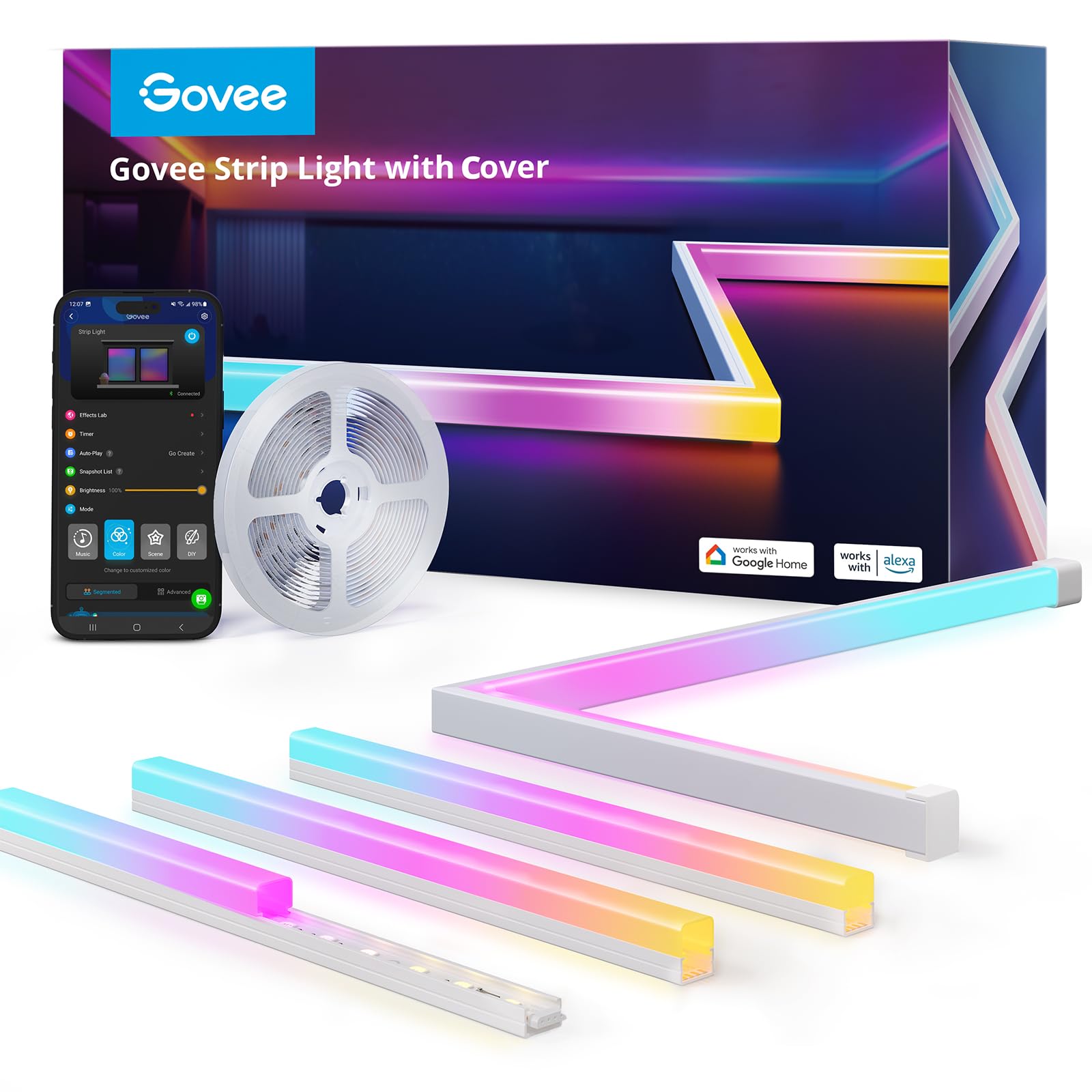 Foto 2 pulgar | Las Tiras De Luces Led Govee Rgbic De 16.4 Pies Con Fundas Funcionan Con Alexa - Venta Internacional.