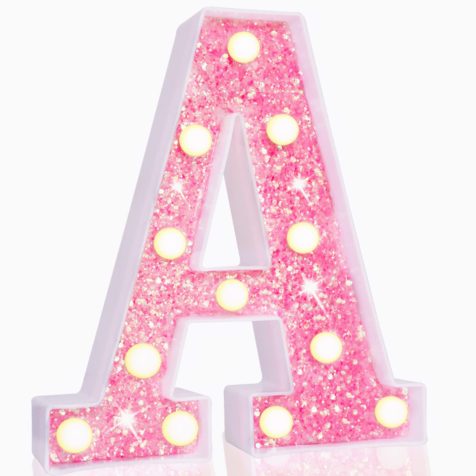 Foto 2 pulgar | Letrero Led Con Letras En Forma De Marquesina Rosa Pooqla Con Purpurina Rosa A - Venta Internacional.