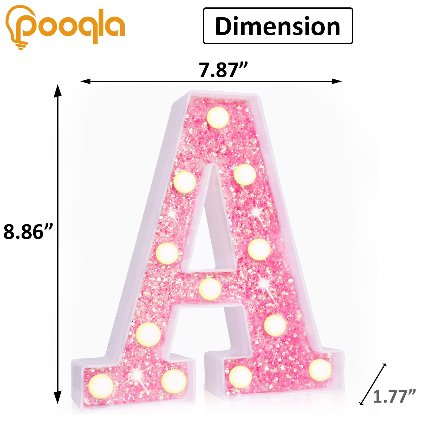 Foto 6 pulgar | Letrero Led Con Letras En Forma De Marquesina Rosa Pooqla Con Purpurina Rosa A - Venta Internacional.