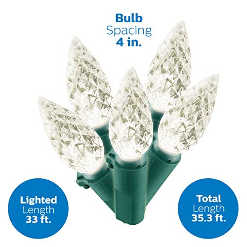 Foto 4 pulgar | Luces Navideñas Philips 100 Led Blanco Cálido Facetadas C6 - Venta Internacional