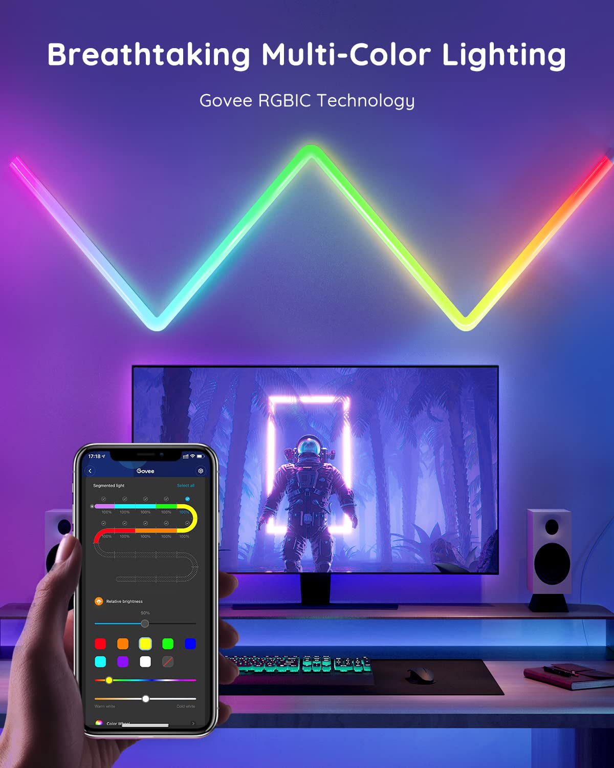 Foto 2 | Lámpara Led De Pared Govee Glide Rgbic Music Sync, 8 Unidades Con 4 Esquinas - Venta Internacional.