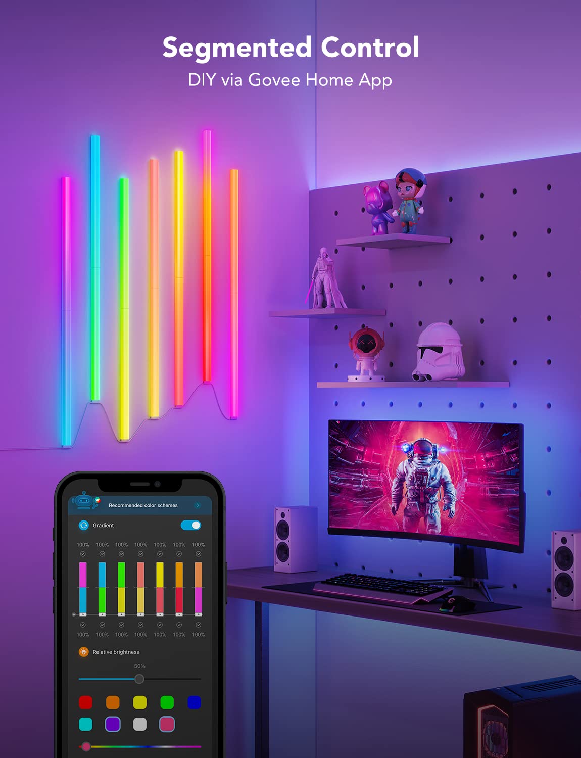 Foto 4 pulgar | Barras De Luz Led Inteligentes Govee Glide Rgbic Con Alexa, Google - Venta Internacional.