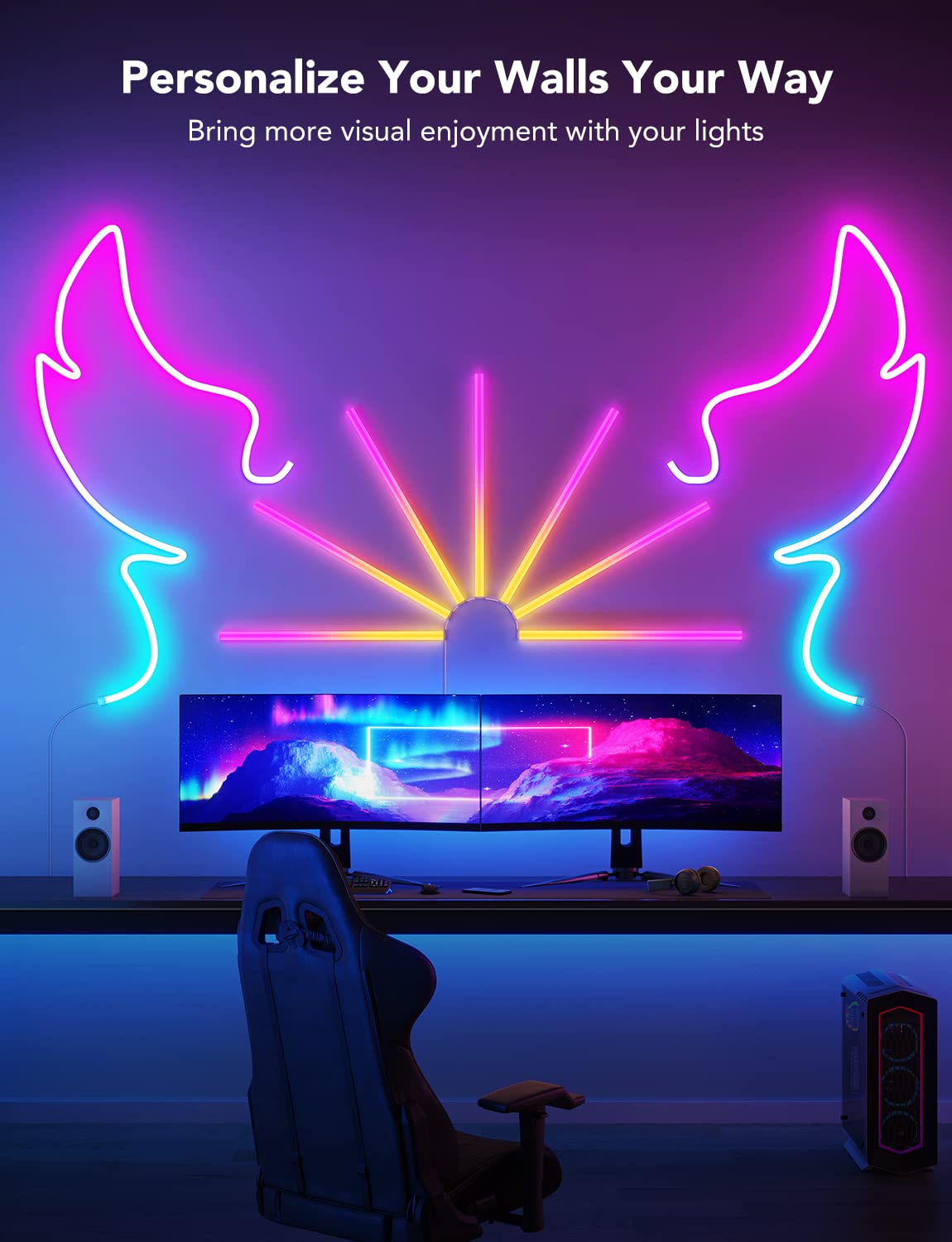 Foto 5 | Barras De Luz Led Inteligentes Govee Glide Rgbic Con Alexa, Google - Venta Internacional.