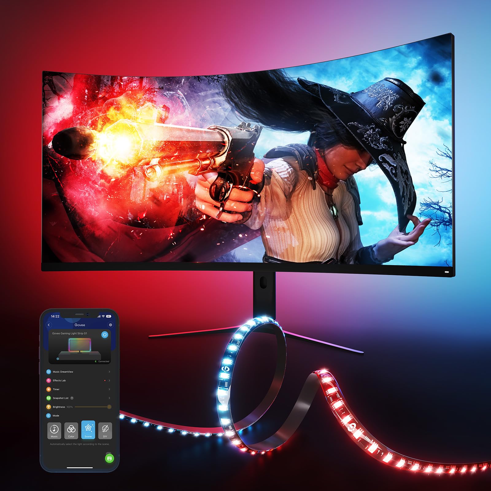 Gaming Light Strip Govee G1 Rgbic Con Retroiluminación Led Para Pc De 24 A 26 Pulgadas - Venta Internacional.