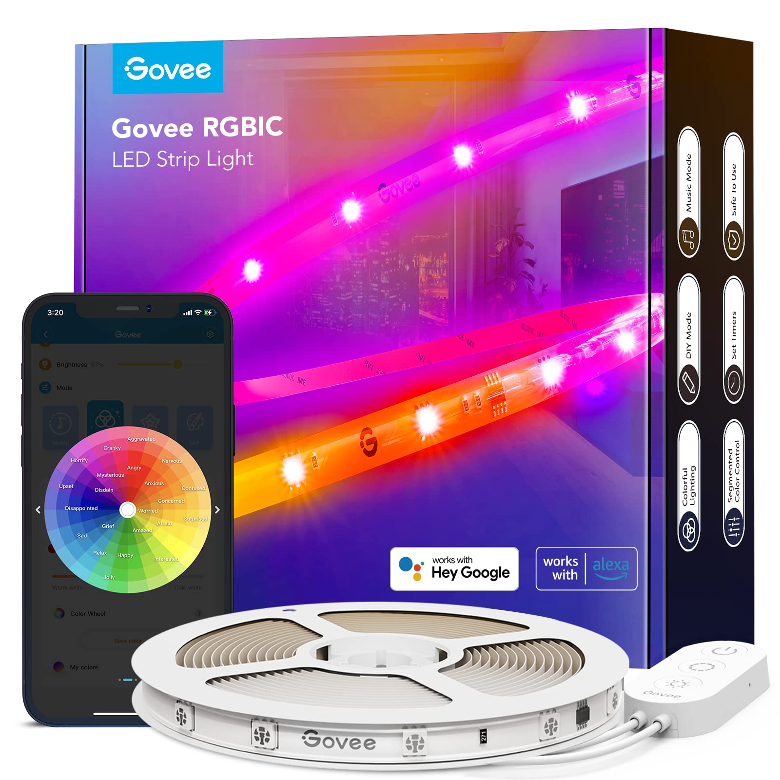 Foto 2 pulgar | Tira De Luces Led Govee Rgbic Pro De 16.4 Pies Con Wifi Alexa Google - Venta Internacional.