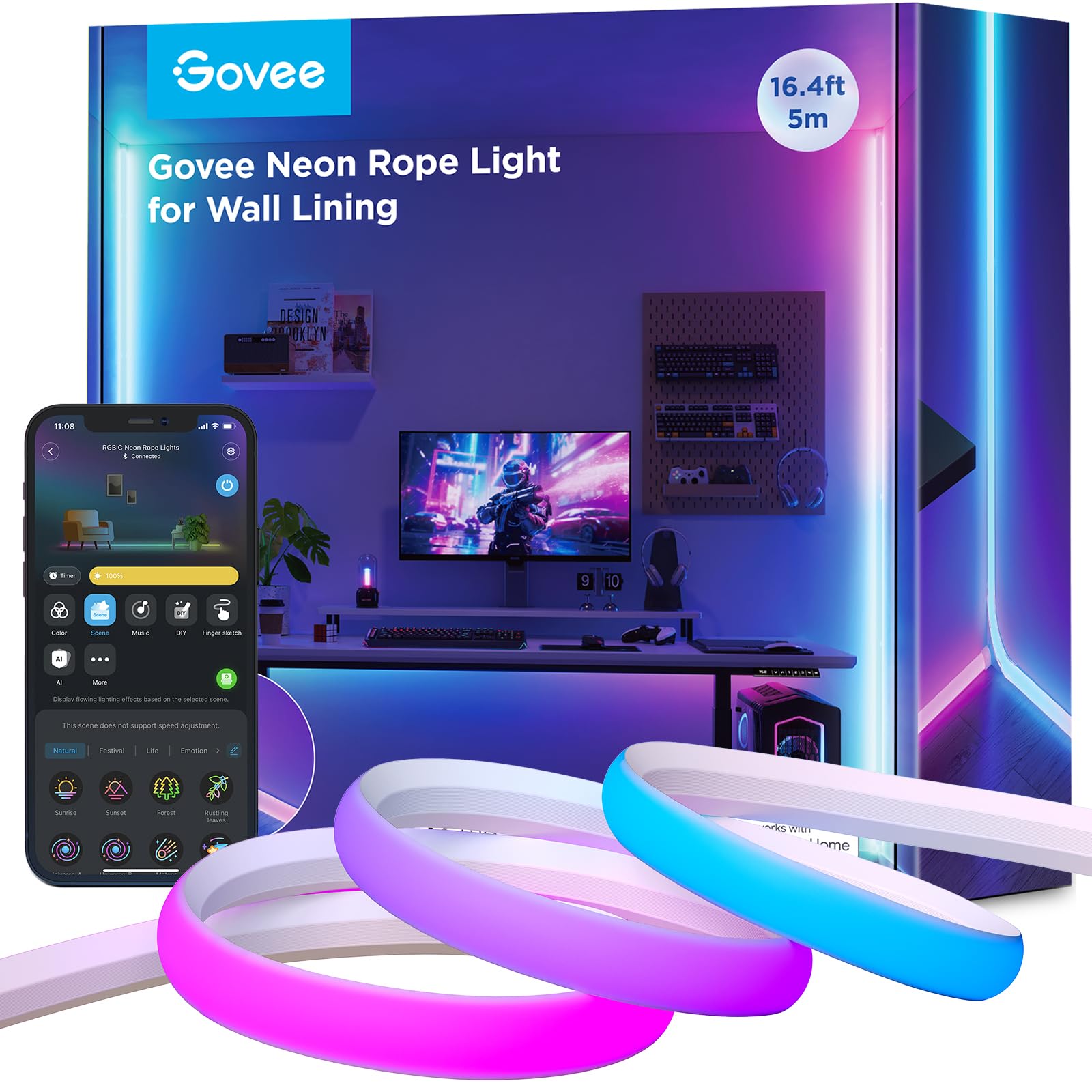 Foto 1 | Neon Rope Light Govee Rgbic De 16.4 Pies Con Control Inteligente De Aplicaciones - Venta Internacional.