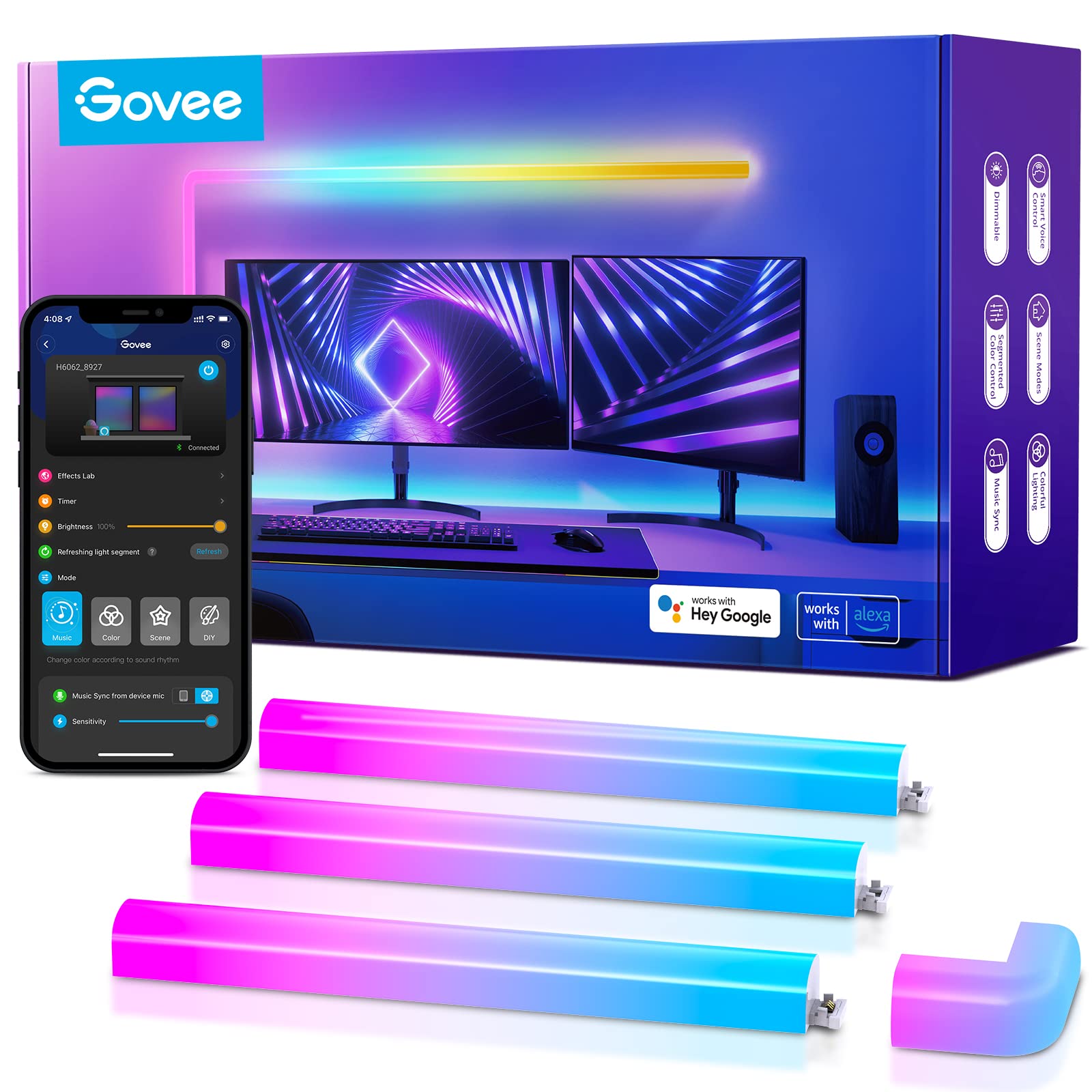 Lámparas Led De Pared Govee Glide Rgbic Para Videojuegos, Tv, Dormitorio - Venta Internacional.