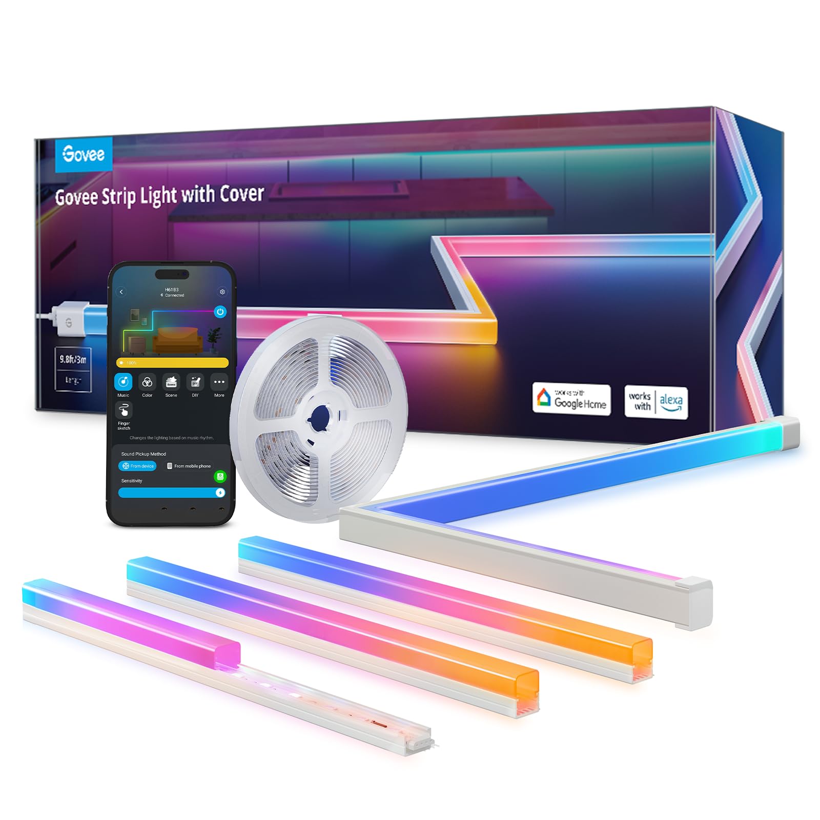 Tira De Luces Led Govee Rgbic De 3 M Con Fundas, Funciona Con Alexa Google - Venta Internacional. $2,605
