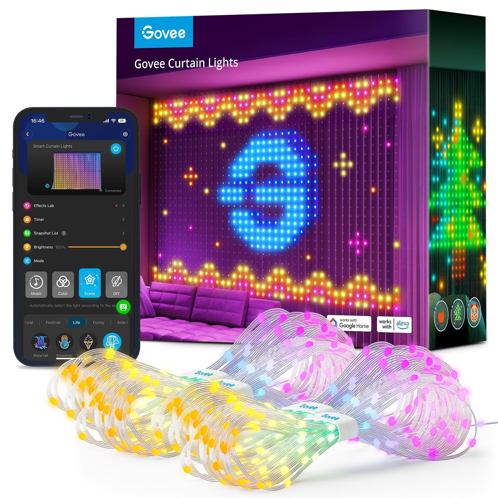 Foto 1 | Luces De Cortina Govee Smart Led Window Rgb De 5 X 2 M Ip65 520 Led - Venta Internacional.