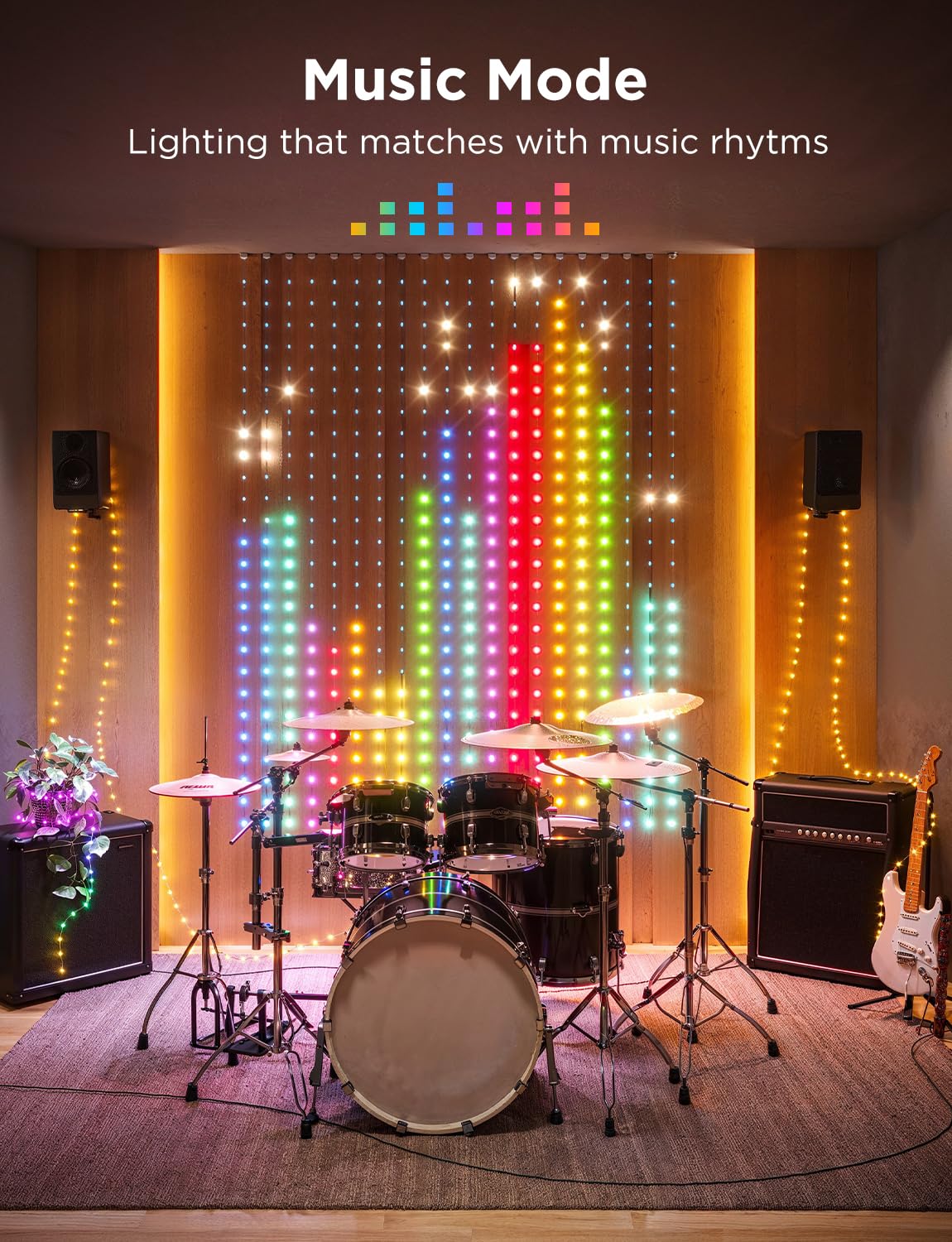 Foto 4 | Luces De Cortina Govee Smart Led Window Rgb De 5 X 2 M Ip65 520 Led - Venta Internacional.