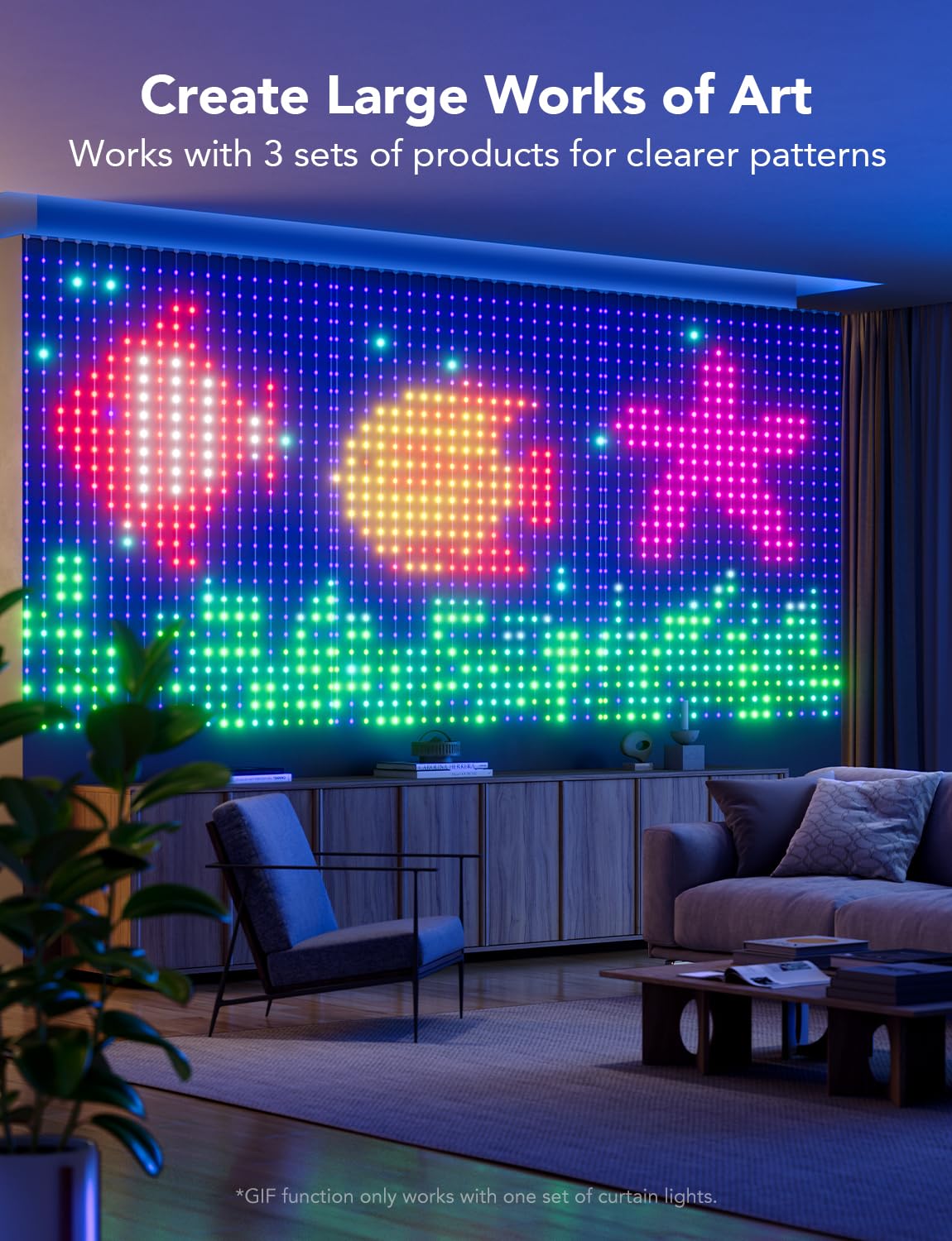 Foto 6 | Luces De Cortina Govee Smart Led Window Rgb De 5 X 2 M Ip65 520 Led - Venta Internacional.