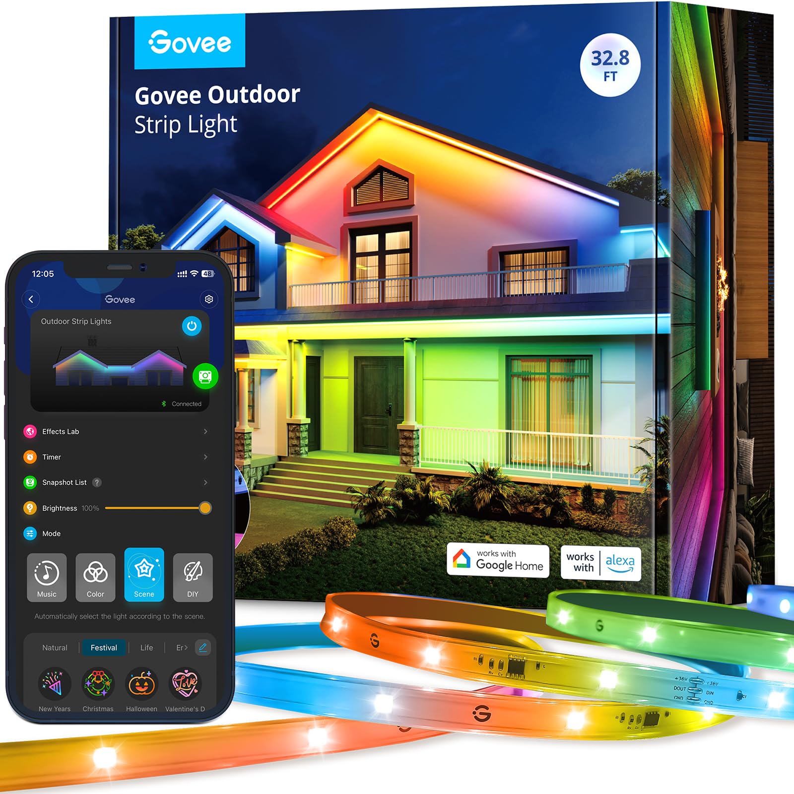 Foto 1 | Tira De Luces Led Para Exteriores Govee Smart Rgbic De 32.8 Pies A Prueba De Agua - Venta Internacional.