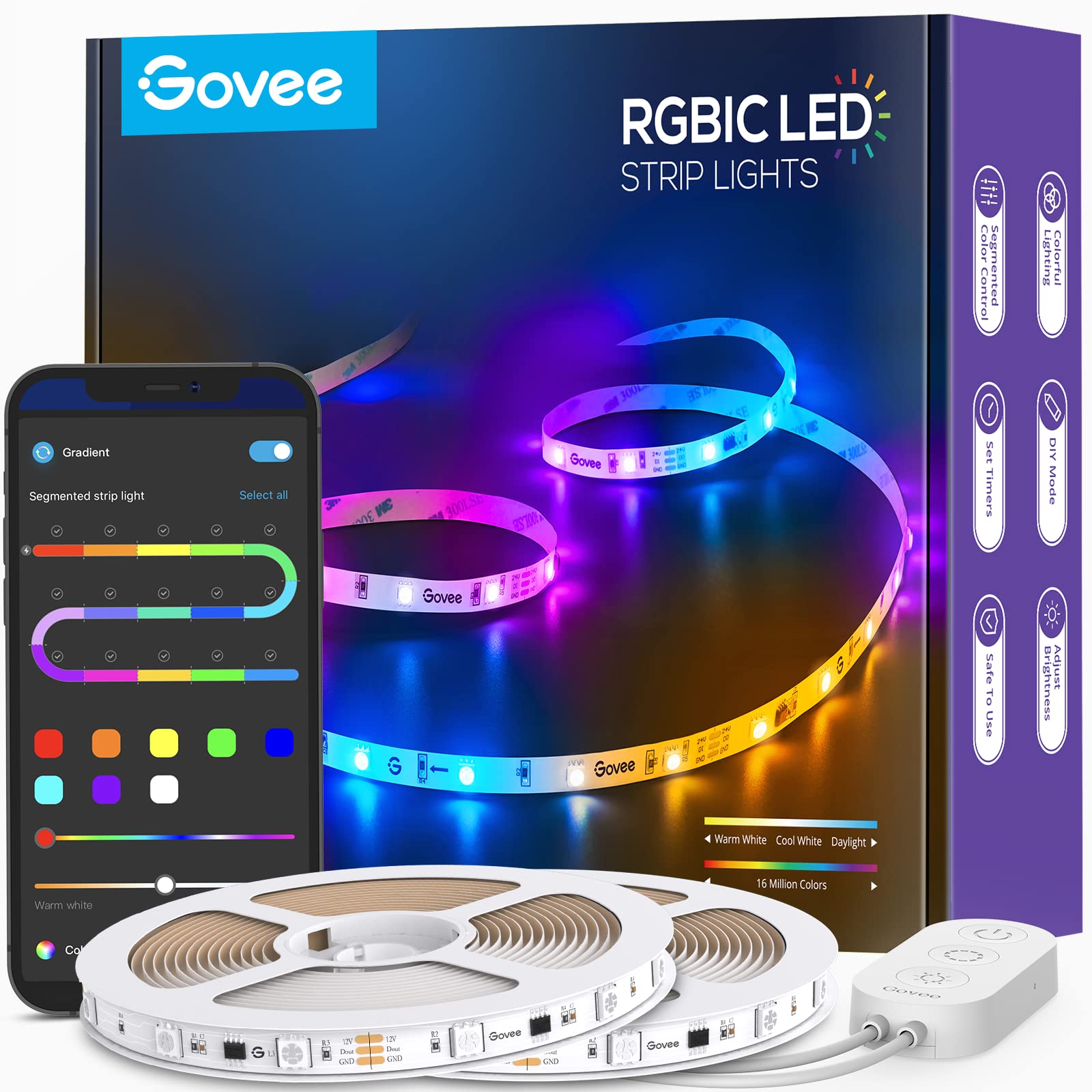 Foto 2 pulgar | Tira De Luces Led Govee Rgbic, 20 M, Aplicación Bluetooth, Sincronización De Música - Venta Internacional.