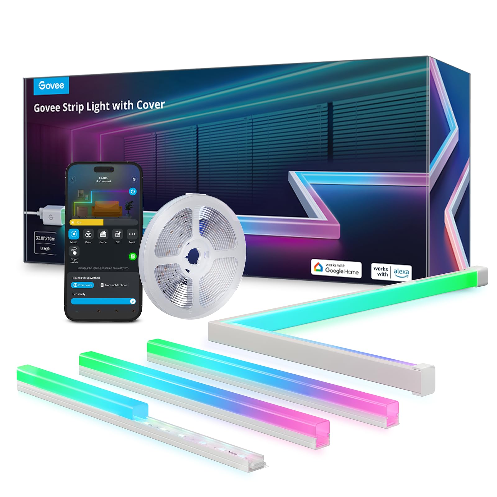 Tira De Luces Led Govee Rgbic De 10 M Con Fundas Alexa Google - Venta Internacional. $4,566
