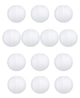 Foto 1 | Juego de 13 Lámparas Redondas de Papel Blanco para Decoración de Eventos y Fiestas