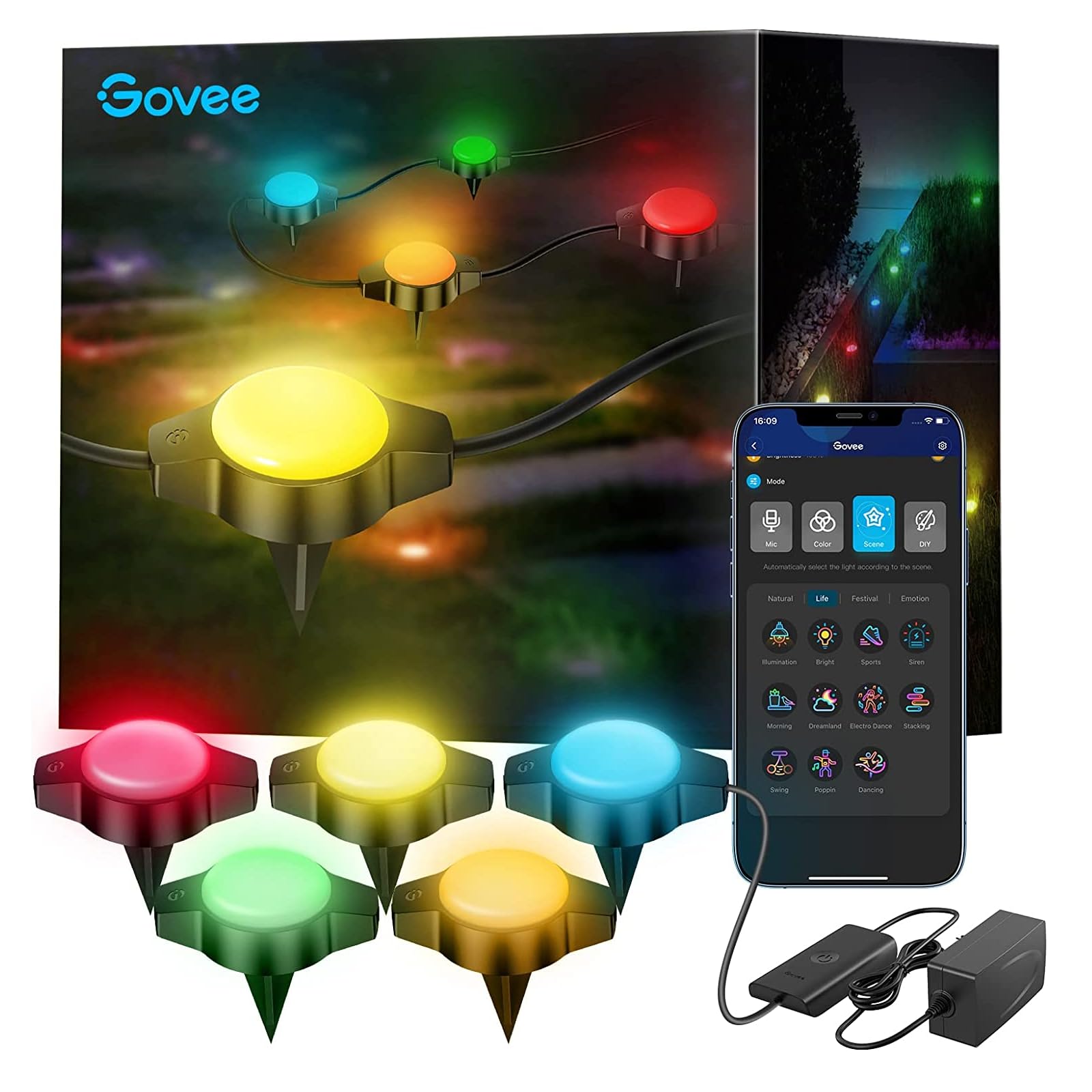 Foto 1 | Luces De Suelo Para Exteriores Govee Halloween Ip67, 15 M, Rgbic, Paquete De 24 - Venta Internacional.