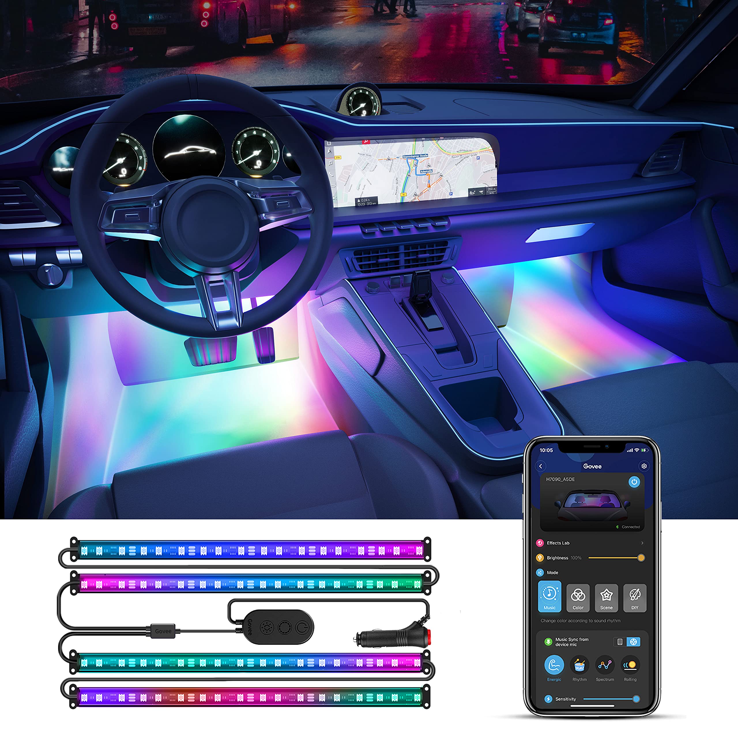 Foto 2 pulgar | Tira De Luces Led Govee Smart Car Rgbic, 16 Millones De Colores - Venta Internacional.